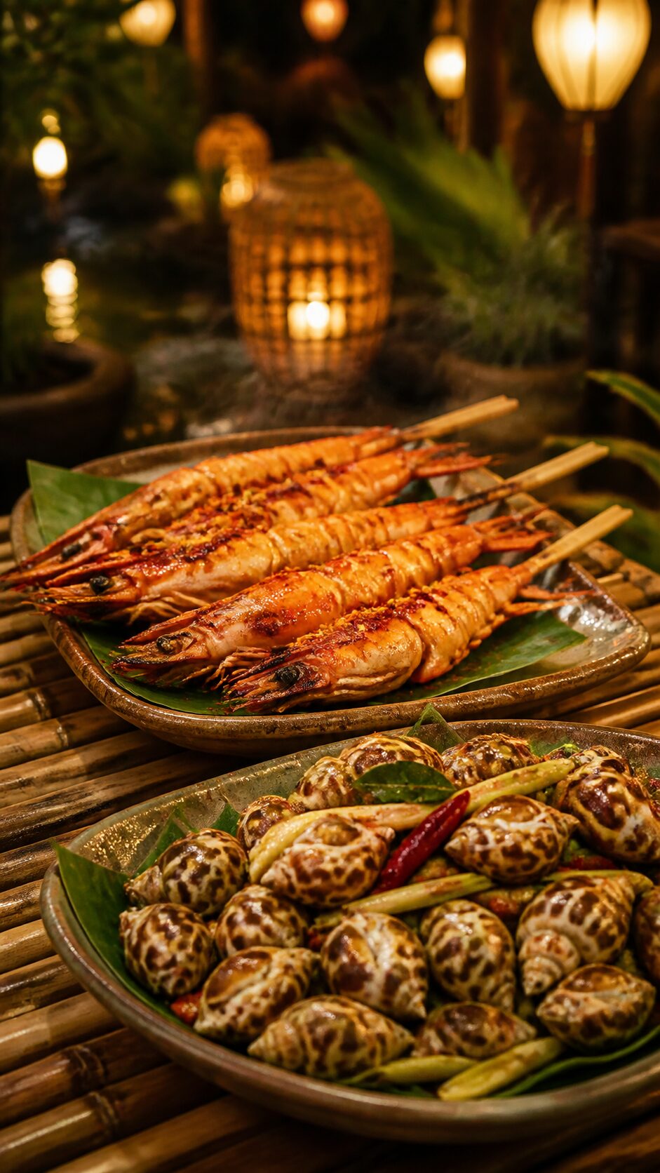 Tôm nướng muối ớt bày mâm nóng hổi